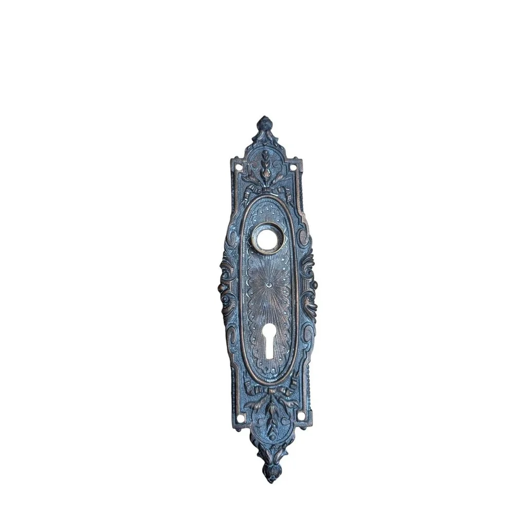 Antique Vintage Ornate Victorian Door Plates Cast Iron Pair